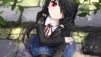 Anime Character Kurumi Black/Dark Wallpaper 4K 1920x1080 Anime, Character, Kurumi, Tokisaki, With, Long, Black, Hair, Heterochromia, Sits, School, Uniform, Gray, Ultrawide, Full HD