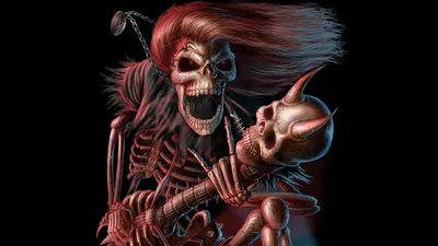 Dark Fierce Skeleton Playing Guitar Black/Dark Wallpaper 4K 1920x1080 Hd, Desktop, Wallpaper:, Featuring, A, Dark, Scene, With, Fierce, Skeleton, Playing, Guitar, Brown, Gray, Ultrawide, Full HD