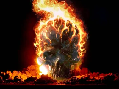 Serene Dark Wallpaper Black/Dark Wallpaper 4K 1600x1200 Hd, Desktop, Wallpaper, Featuring, A, Dark, Fiery, Skull, Vivid, Flames, Set, Against, White, Orange, Landscape