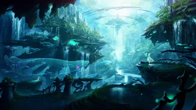Fantasy Cityscape Depicting Glowing World Wallpaper 4K 1920x1080 Hd, Fantasy, Cityscape, Wallpaper, Depicting, A, Glowing, Mystical, Underwater-like, World, Floating, Islands, White, Ultrawide, Full HD
