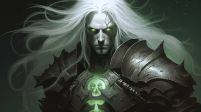 Dark Fantasy Art Sinister Fantasy Wallpaper 4K 2912x1632 Dark, Fantasy, Ai, Art, Features, A, Sinister, Pale, Warrior, Glowing, Green, Eyes, White, Gray, Ultrawide, QHD