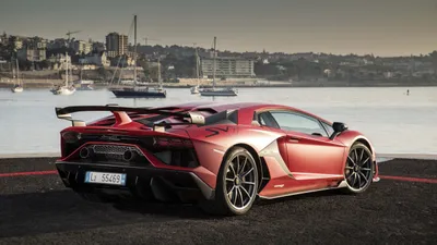 Red Svj Supercar Near Waterfront Cars Wallpaper 4K 5120x2880 Red, Lamborghini, Aventador, Svj, Supercar, Parked, Near, Waterfront, Cityscape, Showcased, Stunning, Ultra, Gray, Ultrawide, 4k
