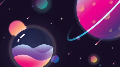 Minimalist Sci Vibrant Planets Glowing Space Wallpaper 4K 3840x2160 Minimalist, Sci-fi, Scene, Featuring, Vibrant, Planets, And, Glowing, Rings, Set, Against, Dark, Yellow, Pink, Ultrawide, 4k