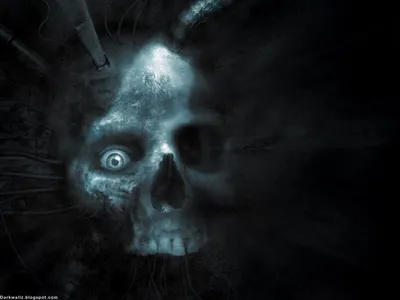 Bright Dark Wallpaper Black/Dark Wallpaper 4K 1600x1200 A, Dark, Gothic, Fantasy, Wallpaper, Featuring, Haunting, Skull, Eerie, Eye, Set, Against, Gray, White, Landscape