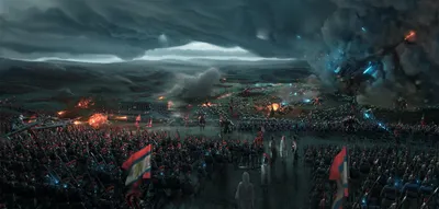 Fantasy Battle Depicting Expansive Battlefield Fantasy Wallpaper 4K 2560x1227 Hd, Fantasy, Battle, Scene, Wallpaper, Depicting, An, Expansive, Battlefield, Armies, Clashing, Under, Gray, Ultrawide, QHD
