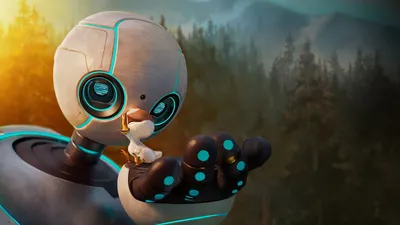 Captivating Robot Wild Gently Technology Wallpaper 4K 1920x1080 A, Captivating, Hd, Wallpaper, Featuring, The, Robot, From, Wild, Gently, Holding, Small, Gray, Ultrawide, Full HD