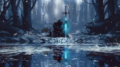 Fantasy Warrior Dragon Fantasy Wallpaper 4K 1920x1068 A, Fantasy, Warrior, And, Dragon, Stand, On, Frozen, Lake, Glowing, Sword, Reflecting, Brown, Gray, Ultrawide, Full HD