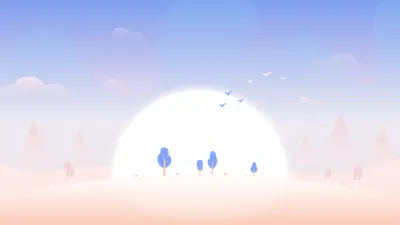Epic Minimalist Wallpaper Nature Wallpaper 4K 5120x2880 Minimalist, Artistic, Landscape, Featuring, A, Large, Glowing, Sun, Blue, Trees, Birds, Against, White, Ultrawide, 4k