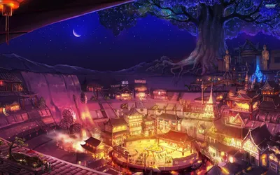 Fantastical City Illuminated World Wallpaper 4K 2560x1600 Hd, Desktop, Wallpaper, Featuring, A, Fantastical, City, Illuminated, Under, Crescent, Moon, Vibrant, Brown, Ultrawide, QHD