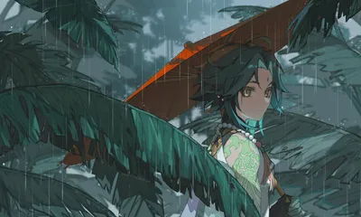 Xiao Genshin Impact World Wallpaper 4K 3198x1921 Hd, Desktop, Wallpaper, Featuring, Xiao, From, (genshin, Impact), Depicted, Rainy, Scene, Traditional, Gray, Ultrawide, QHD