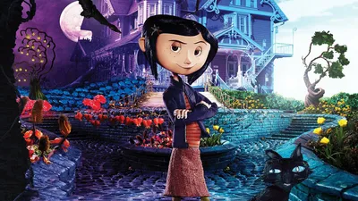 Radiant Movie Wallpaper Abstract Wallpaper 4K 1920x1080 Hd, Desktop, Wallpaper, Of, The, Movie, Coraline, Featuring, Main, Character, Standing, Black, White, Pink, Brown, Ultrawide, Full HD