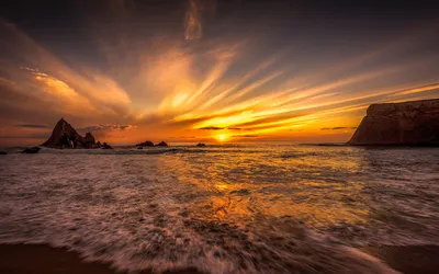 Beach Sunset Horizon Vast Ocean Nature Wallpaper 4K 2560x1600 Hd, Desktop, Wallpaper, Of, A, Stunning, Beach, At, Sunset, Featuring, Horizon, Vast, Brown, Ultrawide, QHD