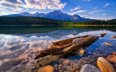 Dreamy Serene Wallpaper Nature Wallpaper 4K 1920x1200 A, Serene, Landscape, Featuring, Tranquil, Lake, Surrounded, Mountains, Driftwood, Rocky, Shores, Clear, Pink, Ultrawide, Full HD