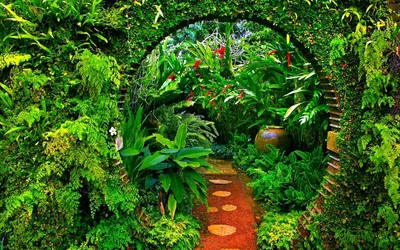 Dark Lush Wallpaper Abstract Wallpaper 4K 1920x1200 Hd, Desktop, Wallpaper, Showcasing, A, Lush, Man-made, Garden, Circular, Entrance, Framed, Greenery, Brown, Ultrawide, Full HD