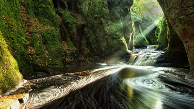 Misty Canyon Wallpaper Nature Wallpaper 4K 1920x1080 An, Hd, Desktop, Wallpaper, Showing, A, Stunning, Canyon, Scotland, Cascading, Waterfall, Sunbeams, Gray, White, Ultrawide, Full HD