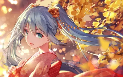 Anime Character Hatsune Miku Aqua Abstract Wallpaper 4K 1920x1200 Anime, Character, Hatsune, Miku, With, Aqua, Hair, And, Eyes, Wearing, Kimono, Twintails, Gray, Pink, Ultrawide, Full HD