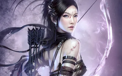 Dark Fierce Wallpaper Fantasy Wallpaper 4K 1920x1200 Hd, Wallpaper, Featuring, A, Fierce, Asian, Woman, Warrior, Tattoos, Wielding, Bow, Arrows, Gray, Ultrawide, Full HD