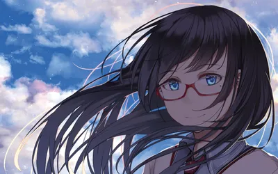 Anime Original Girl Long Black/Dark Wallpaper 4K 1920x1200 Hd, Anime-style, Original, Artwork, Of, A, Girl, With, Long, Black, Hair, Red, Gray, White, Ultrawide, Full HD