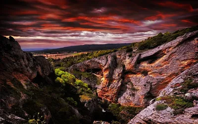 Sleek Dramatic Wallpaper Nature Wallpaper 4K 1680x1050 Hd, Wallpaper, Of, A, Dramatic, Sunset, Over, Rugged, Rocky, Landscape, Lush, Greenery, Gray, Ultrawide