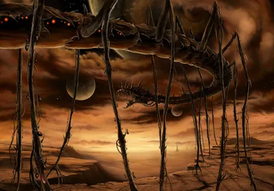 Depicting Dark Eerie Nature Wallpaper 4K 1920x1344 Hd, Pc, Desktop, Wallpaper, Depicting, A, Dark, Eerie, Landscape, Large, Menacing, Creature, Brown, Orange, Full HD