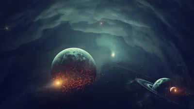 Crisp Sci Wallpaper Space Wallpaper 4K 1920x1080 Hd, Sci‑fi, Desktop, Wallpaper, Featuring, A, Glowing, Cracked, Planet, Ringed, Set, Against, Brown, Gray, Ultrawide, Full HD