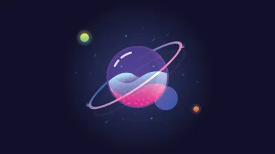 Minimalist Sci Space Space Wallpaper 4K 3840x2160 Minimalist, Sci‑fi, Space, Scene, Featuring, A, Glowing, Purple, Planet, Rings, Surrounded, Smaller, Brown, Ultrawide, 4k