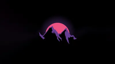 Misty Minimalist Wallpaper Minimal Wallpaper 4K 3840x2160 Minimalist, Artistic, Mountain, Silhouette, Against, A, Vibrant, Pink, Moon, Night, Rendered, Stunning, Black, Ultrawide, 4k