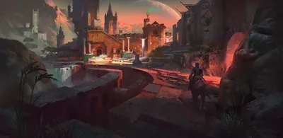 Crisp Fantasy Wallpaper Fantasy Wallpaper 4K 1920x937 Hd, Fantasy, Cityscape, At, Sunset, Featuring, Towering, Castles, Lone, Rider, Horseback, Along, Gray, Purple, Ultrawide, Full HD
