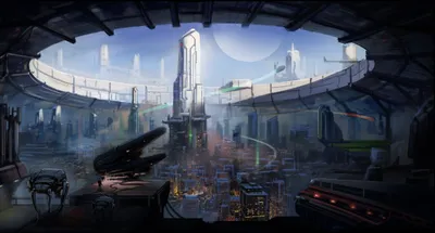 Moody Futuristic Wallpaper Technology Wallpaper 4K 4369x2349 Futuristic, Sci-fi, Cityscape, Viewed, From, Inside, A, Massive, Circular, Structure, Featuring, Towering, Gray, White, Ultrawide, 4k