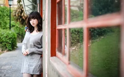 Sleek Asian Wallpaper World Wallpaper 4K 1920x1200 Hd, Desktop, Wallpaper, Of, An, Asian, Woman, Standing, Outdoors, Building, Red-framed, Windows, Gray, White, Ultrawide, Full HD