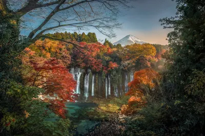Fall Colors Shiraito Falls Nature Wallpaper 4K 2400x1602 Hd, Wallpaper, Showcasing, Fall, Colors, At, Shiraito, Falls, Japan, Mount, Fuji, Vibrant, Gray, Landscape, Full HD