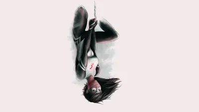 Moody Comic Wallpaper Black/Dark Wallpaper 4K 2100x1182 Comic-style, Figure, In, A, White, Hooded, Suit, Hangs, Upside, Down, Silken, Rope, Ultrawide, Full HD