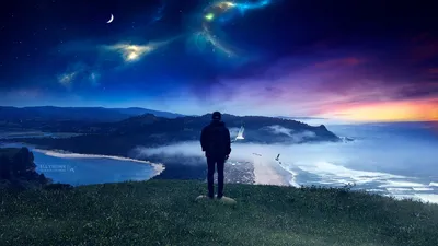 Fantasy Landscape Person Nature Wallpaper 4K 1920x1080 Hd, Fantasy, Landscape, Wallpaper, Featuring, A, Person, Standing, Grassy, Hill, Overlooking, Mystical, Brown, White, Ultrawide, Full HD