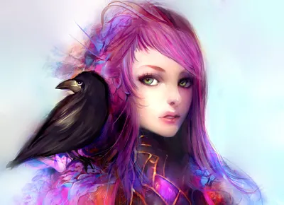 Fantasy Woman Purple Hair Fantasy Wallpaper 4K 4181x3030 Hd, Wallpaper, Of, A, Fantasy, Woman, With, Purple, Hair, Green, Eyes, Accompanied, White, Landscape, 4k