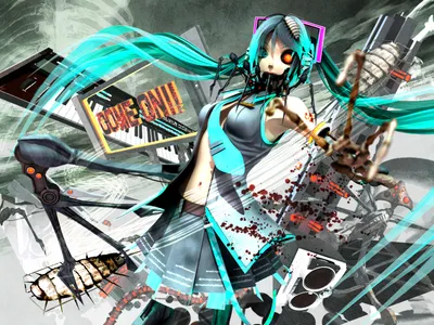 Dark Themed Hatsune Miku Black/Dark Wallpaper 4K 1500x1125 A, Dark-themed, Hd, Wallpaper, Featuring, Hatsune, Miku, From, Anime, Vocaloid, Set, Against, White, Landscape
