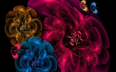 Vibrant Psychedelic Fractal Nature Wallpaper 4K 2560x1600 Vibrant, Psychedelic, Fractal, Flowers, In, Bold, Red, Blue, Orange, Hues, Create, Trippy, Brown, Ultrawide, QHD