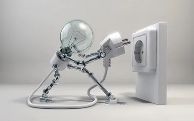 Moody Humorous Wallpaper Technology Wallpaper 4K 1920x1200 A, Humorous, Hd, Desktop, Wallpaper, Featuring, Light, Bulb, Robotic, Limbs, Plugging, Itself, White, Gray, Ultrawide, Full HD