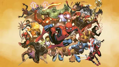 Vibrant Marvel Comics Abstract Wallpaper 4K 1920x1080 Hd, Pc, Desktop, Wallpaper, Featuring, A, Vibrant, Marvel, Comics, Comic-style, Illustration, Iconic, Orange, Purple, Ultrawide, Full HD