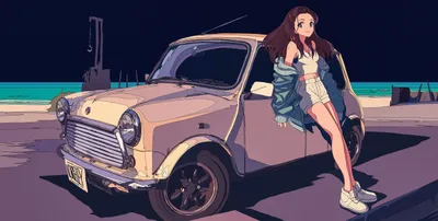Dark Anime Wallpaper Cars Wallpaper 4K 5000x2520 Anime-style, 4k, Ultra, Hd, Wallpaper, Featuring, A, Brown-haired, Girl, Blue, Eyes, Sitting, Gray, Ultrawide