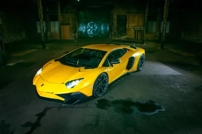 Crisp Yellow Wallpaper Cars Wallpaper 4K 4096x2731 A, Striking, Yellow, Lamborghini, Aventador, Sv, Supercar, Showcased, Dark, Industrial, Setting, Captured, Purple, Landscape, 4k