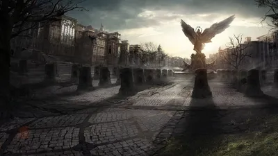 Crisp Dark Wallpaper Black/Dark Wallpaper 4K 1920x1080 A, Dark, Atmospheric, Cemetery, Scene, Featuring, Striking, Angel, Statue, Illuminated, Against, Moody, White, Ultrawide, Full HD