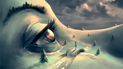 Golden Surreal Wallpaper Nature Wallpaper 4K 1920x1080 Hd, Desktop, Wallpaper, Featuring, A, Surreal, Fantasy, Landscape, Giant, Eye, Integrated, Into, Gray, White, Ultrawide, Full HD