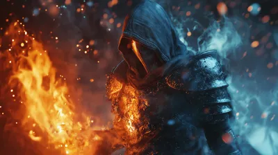 Bright Dark Wallpaper Black/Dark Wallpaper 4K 2912x1632 Dark, Fantasy, Pc, Wallpaper, Featuring, A, Hooded, Warrior, Mage, Engulfed, Flames, Blending, Brown, Ultrawide, QHD