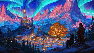 Fantasy City Vibrant Illuminated Fantasy Wallpaper 4K 1920x1080 Hd, Fantasy, City, Desktop, Wallpaper, Featuring, A, Vibrant, Illuminated, Cityscape, Castle, Glowing, Pink, Gray, Ultrawide, Full HD
