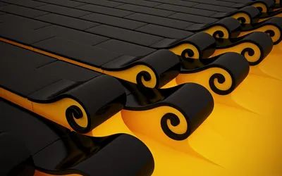 Moody Cgi Wallpaper Black/Dark Wallpaper 4K 1920x1200 A, Striking, Cgi, Abstract, 3d, Design, Featuring, Curved, Black, Elements, Against, Vibrant, Yellow, Purple, Ultrawide, Full HD