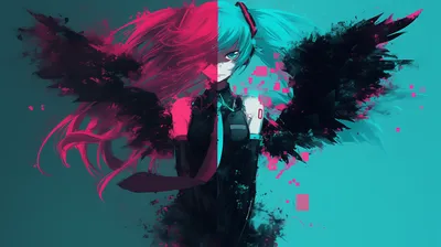 Anime Hatsune Miku Technology Wallpaper 4K 2912x1632 Hd, Anime, Desktop, Wallpaper, Featuring, Hatsune, Miku, With, Striking, Half-pink, Half-blue, Color, Pink, Yellow, Ultrawide, QHD