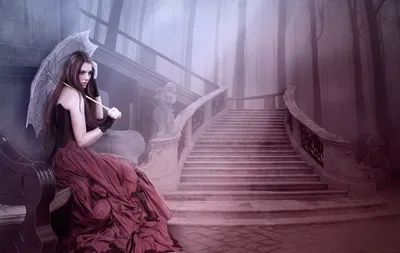 Fantasy Themed Woman Flowing Red Nature Wallpaper 4K 1900x1200 A, Fantasy-themed, Hd, Desktop, Wallpaper, Featuring, Woman, Flowing, Red, Gown, Holding, Umbrella, White, Ultrawide