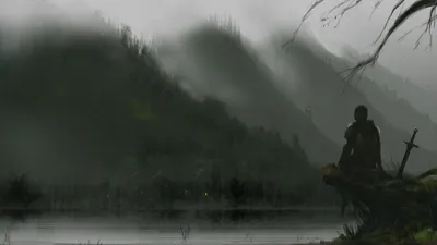 Fantasy Landscape Knight Gazing Nature Wallpaper 4K 1920x1080 Hd, Wallpaper, Of, A, Fantasy, Landscape, Featuring, Knight, Gazing, Across, Foggy, Mysterious, Gray, Ultrawide, Full HD