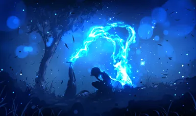 Sleek Anime Wallpaper Animals Wallpaper 4K 1888x1117 An, Anime-inspired, Fantasy, Scene, Featuring, A, Grave, Beneath, Tree, Night, Glowing, Ghostly, Black, Ultrawide