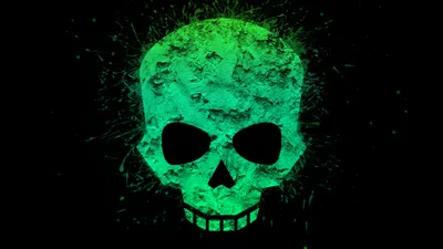 Dark Themed Glowing Black/Dark Wallpaper 4K 3840x2160 A, Dark-themed, 4k, Ultra, Hd, Pc, Desktop, Wallpaper, Featuring, Glowing, Green, Skull, Orange, Ultrawide